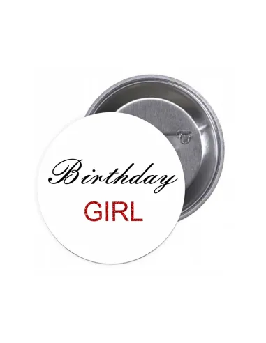 Przypinki Buttony Birthday Girl Znaczki Badziki Grafiką