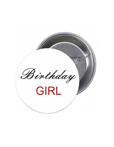 Przypinki Buttony Birthday Girl Znaczki Badziki Grafiką