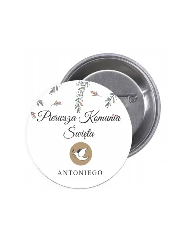 Przypinki Buttony Pierwsza Komunia Święta Imię Znaczki