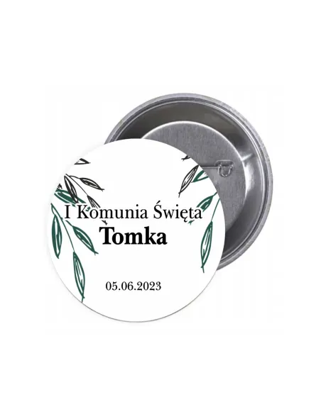 Przypinki Buttony i Komunia Święta Imię Data Znaczki