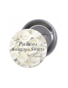 Przypinki Buttony Pierwsza Komunia Święta Imię z Nadrukiem