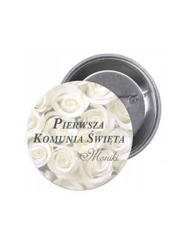 Przypinki Buttony Pierwsza Komunia Święta Imię z Nadrukiem