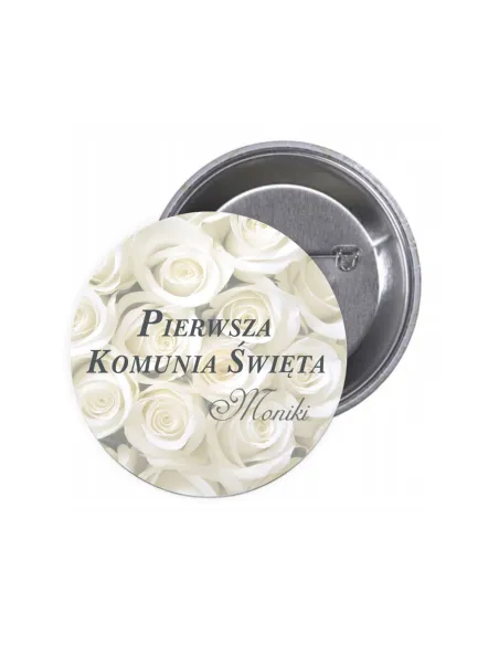 Przypinki Buttony Pierwsza Komunia Święta Imię z Nadrukiem