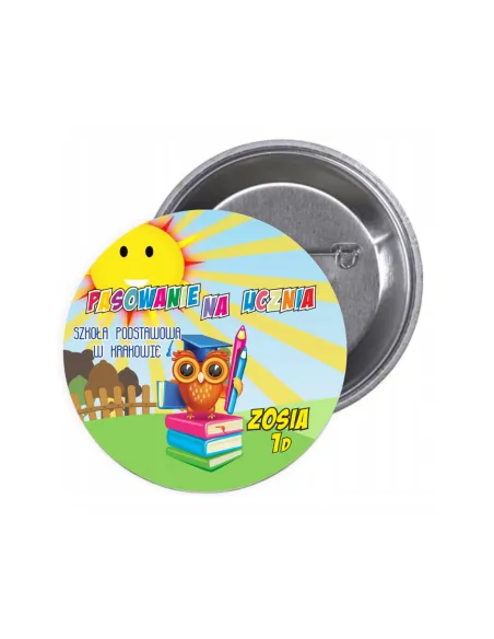 Przypinki Buttony Pasowanie na Ucznia Znaczki Badziki