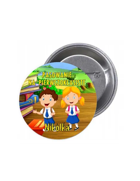Przypinki Buttony Pasowanie Pierwszoklasistę Imię Znaczki