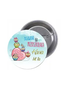 Przypinki Buttony Pasowanie na Przedszkolaka Imię Klasa