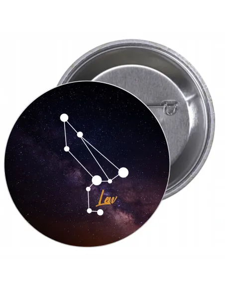 Przypinki Buttony Znak Zodiaku Lew Znaczki Badziki Grafiką