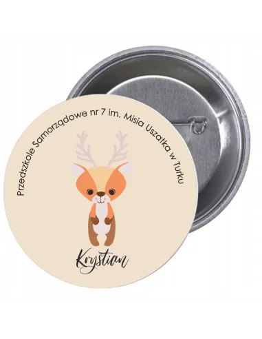 Przypinki Buttony Przedszkole Imię Sarna Znaczki Badziki