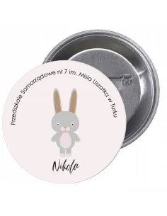 Przypinki Buttony Przedszkole Imię Królik Znaczki Badziki