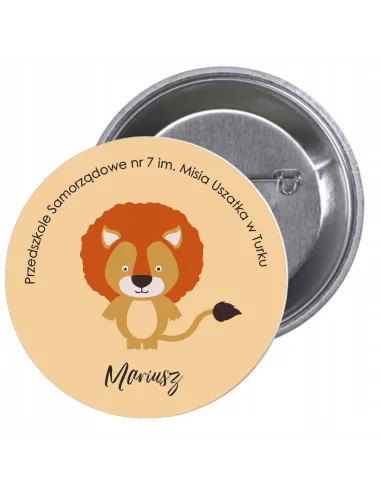 Przypinki Buttony Przedszkole Imię Lew Znaczki Badziki