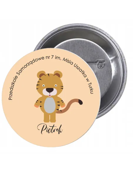 Przypinki Buttony Przedszkole Imię Tygrys Znaczki Badziki