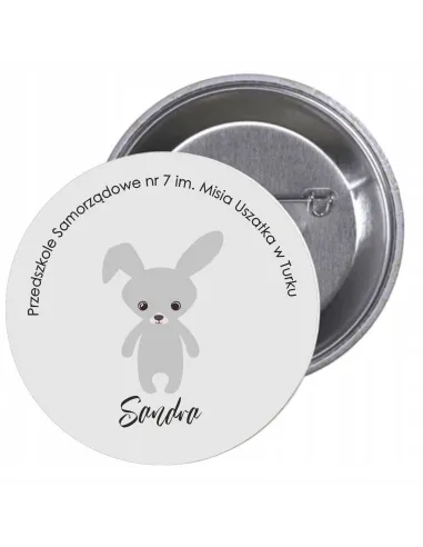 Przypinki Buttony Przedszkole Imię Zając Znaczki Badziki