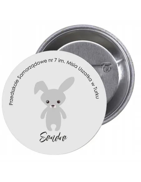Przypinki Buttony Przedszkole Imię Zając Znaczki Badziki