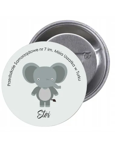 Przypinki Buttony Przedszkole Imię Słoń Znaczki Badziki