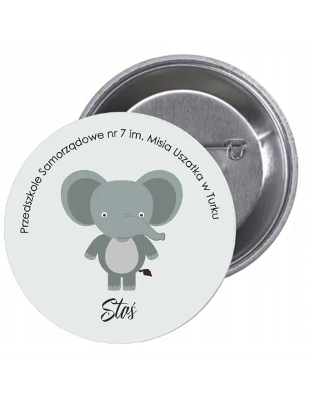 Przypinki Buttony Przedszkole Imię Słoń Znaczki Badziki