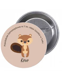 Przypinki Buttony Przedszkole Imię Wiewiórka Znaczki