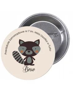 Przypinki Buttony Przedszkole Imię Raccon Znaczki Badziki