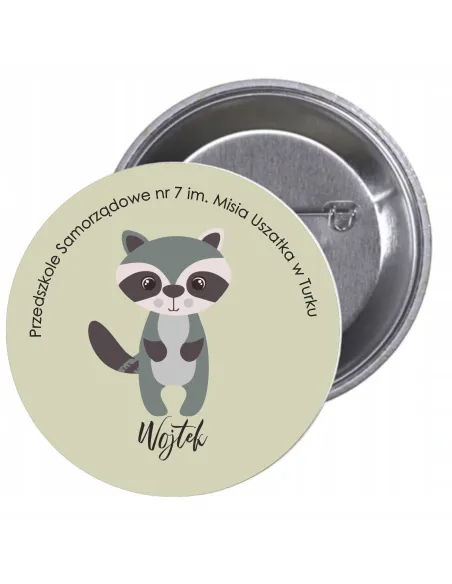 Przypinki Buttony Przedszkole Imię Surykatka Znaczki