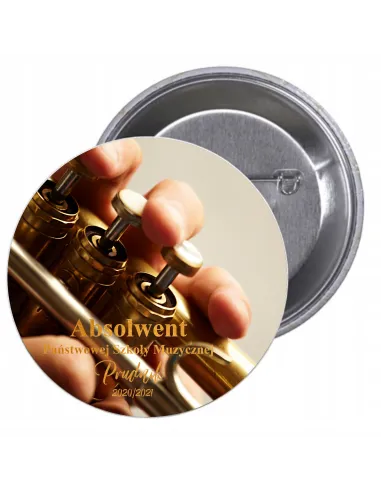 Przypinki Buttony Absolwent Szkoła Muzyczna Trąbka Znaczki