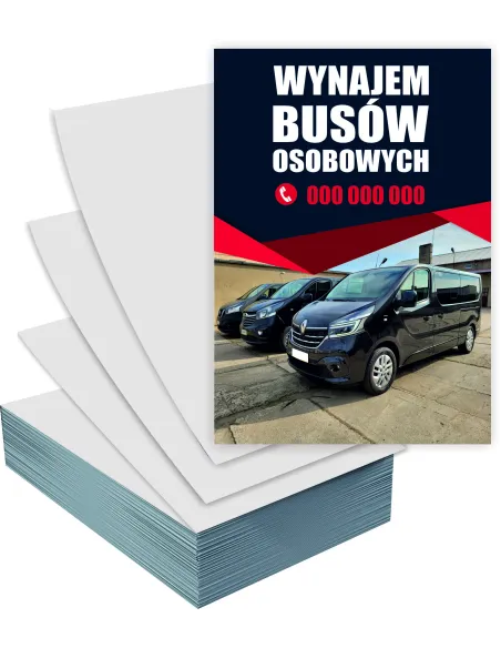 Ulotki A4 1000 sztuk Reklamowe Firmowe Wynajem Busów +