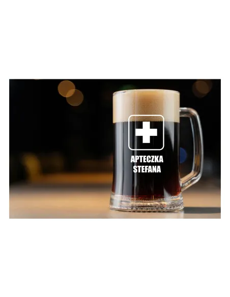 Kufel do Piwa Grawerem Śmieszny Prezent Apteczka Piwosza