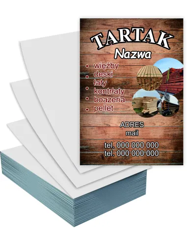 Ulotki A4 100 sztuk Reklamowe Firmowe Tartak + Projekt