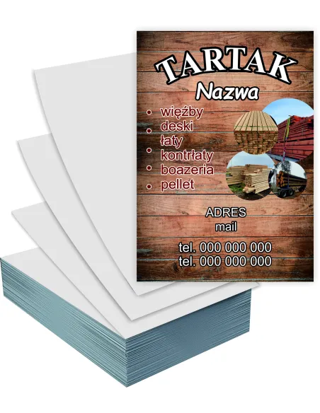 Ulotki A4 100 sztuk Reklamowe Firmowe Tartak + Projekt