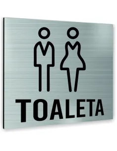 Tabliczka Srebrna Wc Toaleta Tekst Dowolny Tekst Napis