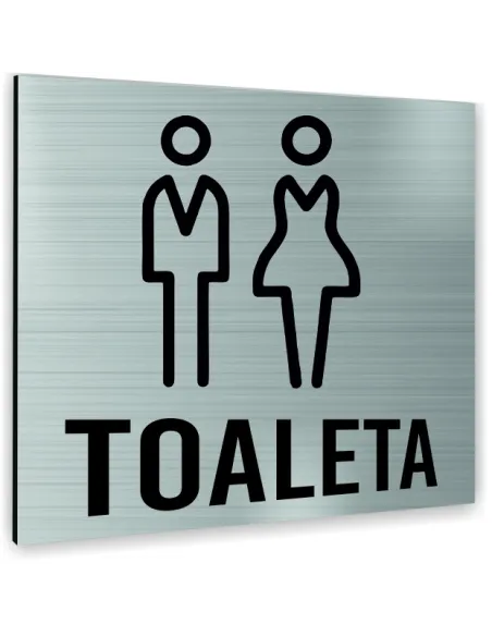 Tabliczka Srebrna Wc Toaleta Tekst Dowolny Tekst Napis