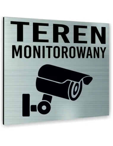 Tabliczka Srebrna Teren Monitorowany Tekst Dowolny Tekst