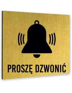 Tabliczka Złota Proszę Dzwonić Tekst Dowolny Tekst Napis