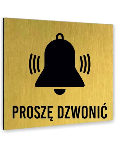 Tabliczka Złota Proszę Dzwonić Tekst Dowolny Tekst Napis