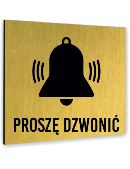 Tabliczka Złota Proszę Dzwonić Tekst Dowolny Tekst Napis