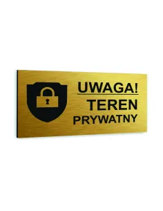 Tabliczka Złota Aluminiowa Teren Prywatny Dowolny Nadruk