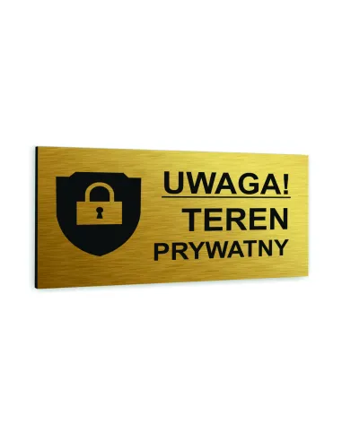 Tabliczka Złota Aluminiowa Teren Prywatny Dowolny Nadruk