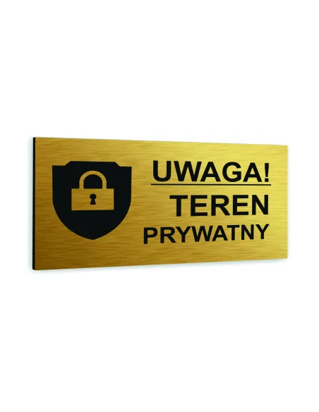 Tabliczka Złota Aluminiowa Teren Prywatny Dowolny Nadruk