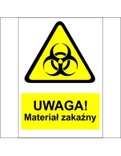 Naklejki Maszyny Oznaczenie BHP Uwaga Materiał Zakaźny