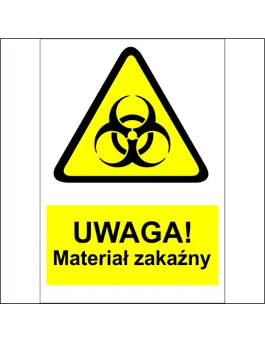 Naklejki Maszyny Oznaczenie BHP Uwaga Materiał Zakaźny