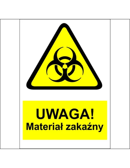 Naklejki Maszyny Oznaczenie BHP Uwaga Materiał Zakaźny