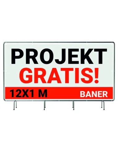Baner Reklamowy Plandeka 12x1m 510g Powlekany + Lakier