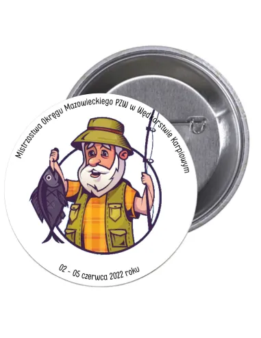 Przypinki Buttony Zawody Rybackie Znaczki Badziki Grafiką