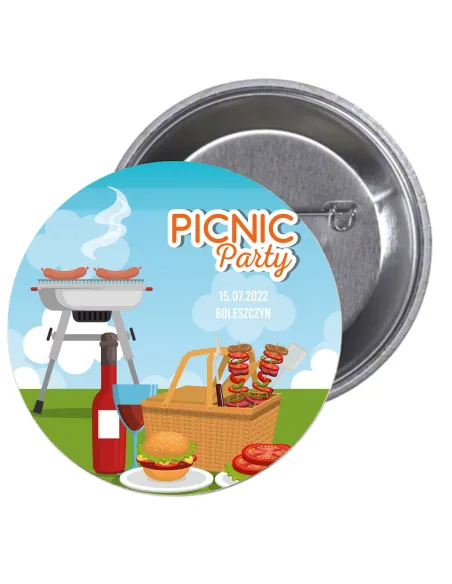 Przypinki Buttony Piknik Wiejski Znaczki Badziki Grafiką