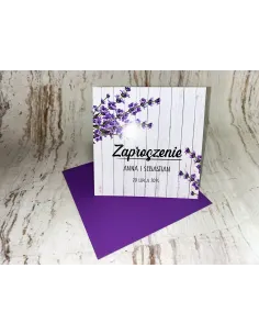 Zaproszenie na Ślub Ślubne Weselne Kwadratowe Fioletowe