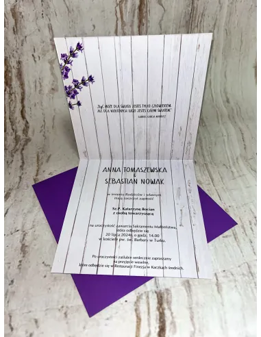 Zaproszenie na Ślub Ślubne Weselne Kwadratowe Fioletowe