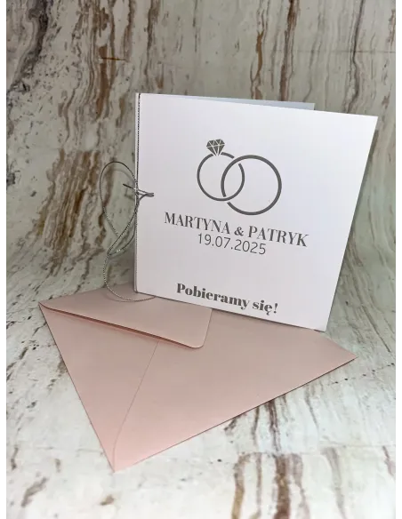 Zaproszenia Ślubne Gotowe Zaproszenie Srebrna Kokardka