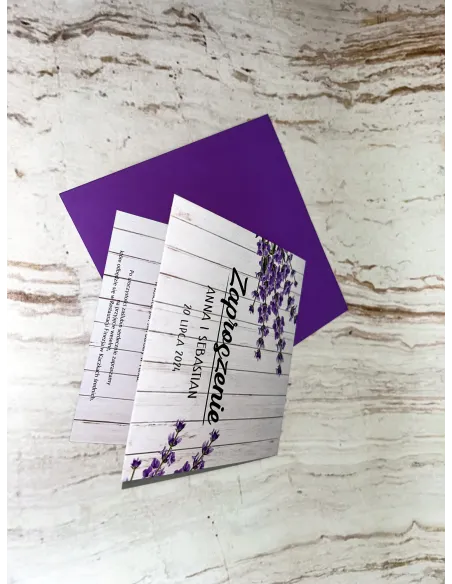 Zaproszenie na Ślub Ślubne Weselne Kwadratowe Fioletowe