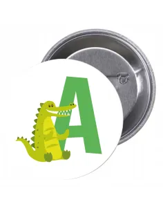 Przypinki Buttony Literki dla Dzieci – A Znaczki Badziki