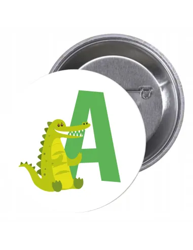 Przypinki Buttony Literki dla Dzieci – A Znaczki Badziki