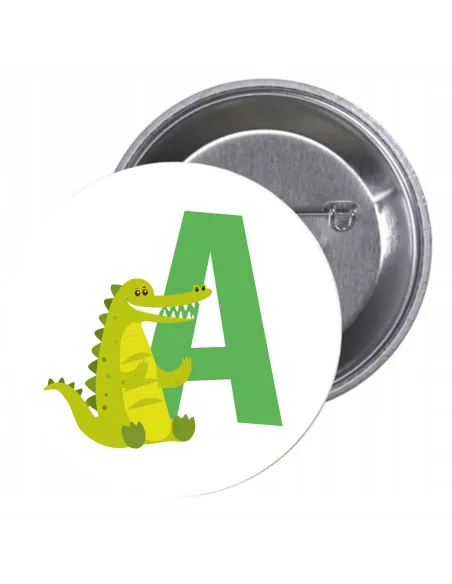 Przypinki Buttony Literki dla Dzieci – A Znaczki Badziki