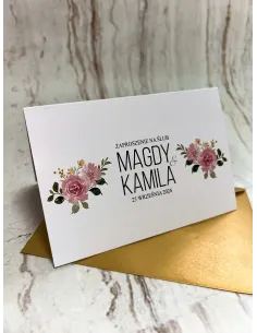 Zaproszenia – Ślub Zaproszenie Ślubne Różowe Kwiatami